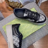 Gucci Unisex GG Sneaker Black Grey GG Supreme Canvas Mid-Heel (8)