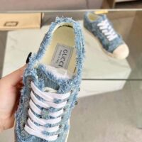 Gucci Unisex GG Sneaker Blue Denim Rubber Sole Lace Up Flat (2)