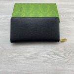 Gucci Unisex GG Zip Around Wallet Gucci Script Black Leather Taffeta - Imagen 4