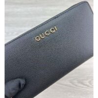 Gucci Unisex GG Zip Around Wallet Gucci Script Black Leather Taffeta (4)