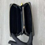 Gucci Unisex GG Zip Around Wallet Gucci Script Black Leather Taffeta - Imagen 10