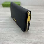 Gucci Unisex GG Zip Around Wallet Gucci Script Black Leather Taffeta - Imagen 5