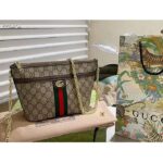 Gucci Unisex Ophidia GG Mini Shoulder Bag Beige Ebony Supreme Canvas – Bild 2