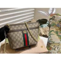 Gucci Unisex Ophidia GG Mini Shoulder Bag Beige Ebony Supreme Canvas (2)