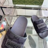 Gucci Unsiex GG Slide Sandal Black Ripstop Recycled Rubber Flat (4)