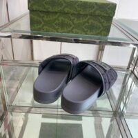 Gucci Unsiex GG Slide Sandal Black Ripstop Recycled Rubber Flat (4)