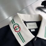Gucci Women Cotton Piquet Polo Interlocking G Black Side Vents Short Sleeves - Imagen 6