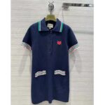 Gucci Women Fine Knit Dress Embroidery GG Heart Point Collar – Image 2
