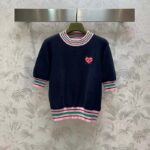 Gucci Women Fine Knit Sweater Embroidery GG Heart Round Neck - immagine 2
