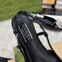 Gucci Women GG Ballerina Double G Black Patent Leather Crystals Flat (11)