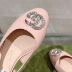Gucci Women GG Ballerina Double G Pink Patent Leather Crystals Flat – Image 7