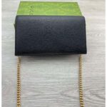 Gucci Women GG Chain Wallet Gucci Script Black Leather Taffeta Lining - Imagen 3