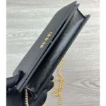 Gucci Women GG Chain Wallet Gucci Script Black Leather Taffeta Lining - Imagen 6