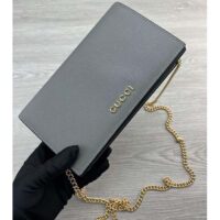 Gucci Women GG Chain Wallet Gucci Script Pale Green Leather Taffeta (6)