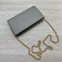 Gucci Women GG Chain Wallet Gucci Script Pale Green Leather Taffeta (6)