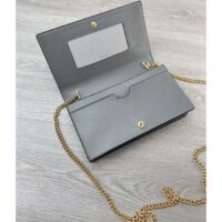 Gucci Women GG Chain Wallet Gucci Script Pale Green Leather Taffeta (6)