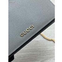 Gucci Women GG Chain Wallet Gucci Script Pale Green Leather Taffeta (6)