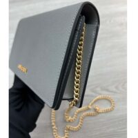 Gucci Women GG Chain Wallet Gucci Script Pale Green Leather Taffeta (6)