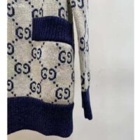 Gucci Women GG Cotton Jacquard Cardigan V-Neck Two Front Pockets (7)