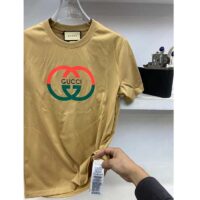 Gucci Women GG Cotton Jersey Printed T-Shirt Camel Crewneck Short Sleeves (13)