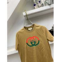 Gucci Women GG Cotton Jersey Printed T-Shirt Camel Crewneck Short Sleeves (13)