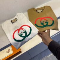 Gucci Women GG Cotton Jersey Printed T-Shirt Camel Crewneck Short Sleeves (13)