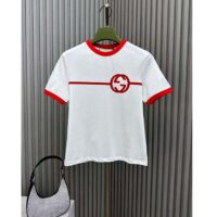 Gucci Women GG Cotton Jersey Printed T-Shirt Crewneck Short Sleeves White (11)