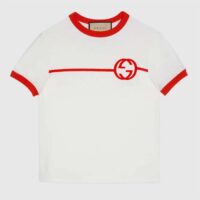 Gucci Women GG Cotton Jersey Printed T-Shirt Crewneck Short Sleeves White (11)