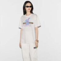 Gucci Women GG Cotton Jersey Printed T-Shirt White Crewneck Short Sleeves (8)