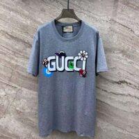 Gucci Women GG Cotton Jersey T-Shirt Gucci Print Crewneck Short Sleeves (6)