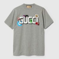 Gucci Women GG Cotton Jersey T-Shirt Gucci Print Crewneck Short Sleeves (6)