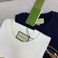 Gucci Women GG Cotton Jersey T-Shirt Interlocking G Crystal Crewneck (2)
