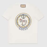 Gucci Women GG Cotton Jersey T-Shirt Interlocking G Crystal Crewneck (2)