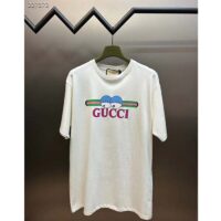 Gucci Women GG Cotton Jersey T-Shirt Print White Crewneck Short Sleeves (8)