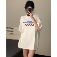 Gucci Women GG Cotton Jersey T-Shirt Print White Crewneck Short Sleeves (8)