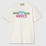 Gucci Women GG Cotton Jersey T-Shirt Print White Crewneck Short Sleeves