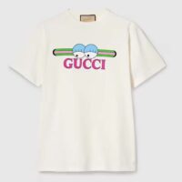 Gucci Women GG Cotton Jersey T-Shirt Print White Crewneck Short Sleeves