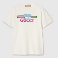 Gucci Women GG Cotton Jersey T-Shirt Print White Crewneck Short Sleeves (8)