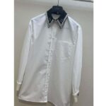 Gucci Men GG Cotton Shirt Detachable Collar White Poplin Long Sleeves - Imagen 3