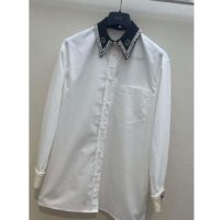 Gucci Women GG Cotton Shirt Detachable Collar White Poplin Long Sleeves (5)