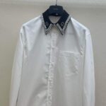 Gucci Men GG Cotton Shirt Detachable Collar White Poplin Long Sleeves - Imagen 5