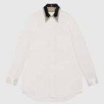 Camisa Gucci para mujer de algodón con cuello desmontable y manga larga de popelina blanca