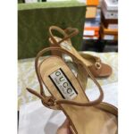 Gucci Women GG Horsebit Sandal Brown Leather High Heel Ankle Buckle – Image 8