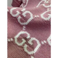 Gucci Women GG Knit Wool Top Pink Crewneck Short Sleeves (4)