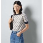 Gucci Women GG Lamé Jacquard Top Cotton Navy Crewneck Short Sleeves – Bild 10