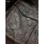 Gucci Women GG Leather Bomber Jacket Brown Lambskin Front Patch Pockets – Bild 7