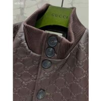 Gucci Women GG Leather Bomber Jacket Brown Lambskin Front Patch Pockets (1)