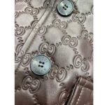 Gucci Women GG Leather Bomber Jacket Brown Lambskin Front Patch Pockets – Bild 6
