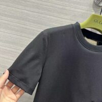 Gucci Women GG Light Cotton Jersey Shirt Black Crystal Short Sleeves (7)