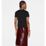 Gucci Women GG Light Cotton Jersey Shirt Black Crystal Short Sleeves - Image 12